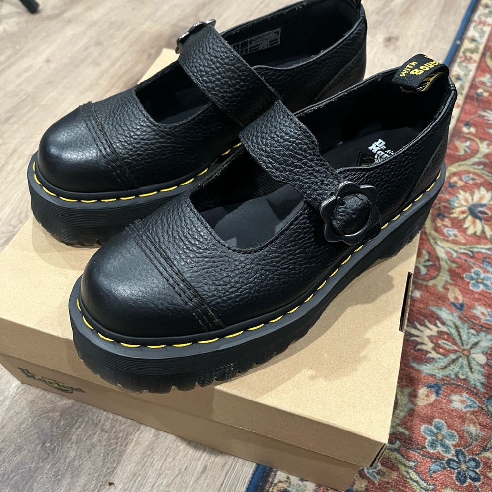 Dr. Martens Black Textured Mary Jane Flats